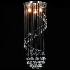 Lustră cu mărgele de cristal, argintiu, spirală, G9 - Având un design extravagant și sofisticat, această lustră cu mărgele strălucitoare va fi o declarație îndrăzneață de stil și un punct de atracție în d...