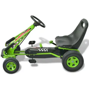 vidaX Kart cu pedale cu șezut reglabil verde - Copiii dvs. se vor distra de minune plimbându-se peste tot cu această mașinuță kart cu pedale. Această mașinuță kart este potrivită pentru copiii de p...