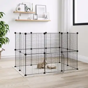 Cușcă animale de companie cu ușă 20 panouri negru 35x35 cm oțel - Această cușcă de încredere pentru animale de companie oferă un spațiu închis și sigur pentru ca animalele dvs. dragi să se antreneze, să se joace și s...