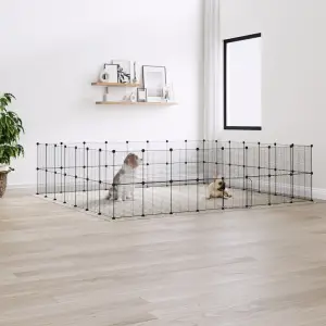 Cușcă animale de companie cu ușă 60 panouri negru 35x35 cm oțel - Această cușcă de încredere pentru animale de companie oferă un spațiu închis și sigur pentru ca animalele dvs. dragi să se antreneze, să se joace și s...