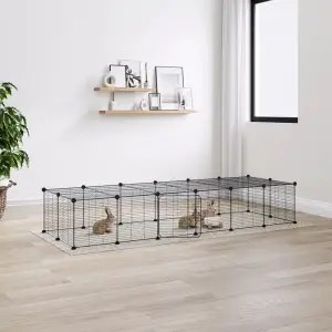 Cușcă animale de companie cu ușă 28 panouri negru 35x35 cm oțel - Această cușcă de încredere pentru animale de companie oferă un spațiu închis și sigur pentru ca animalele dvs. dragi să se antreneze, să se joace și s...