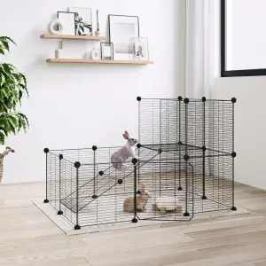 Cușcă animale de companie cu ușă 20 panouri negru 35x35 cm oțel - Această cușcă de încredere pentru animale de companie oferă un spațiu închis și sigur pentru ca animalele dvs. dragi să se antreneze, să se joace și s...