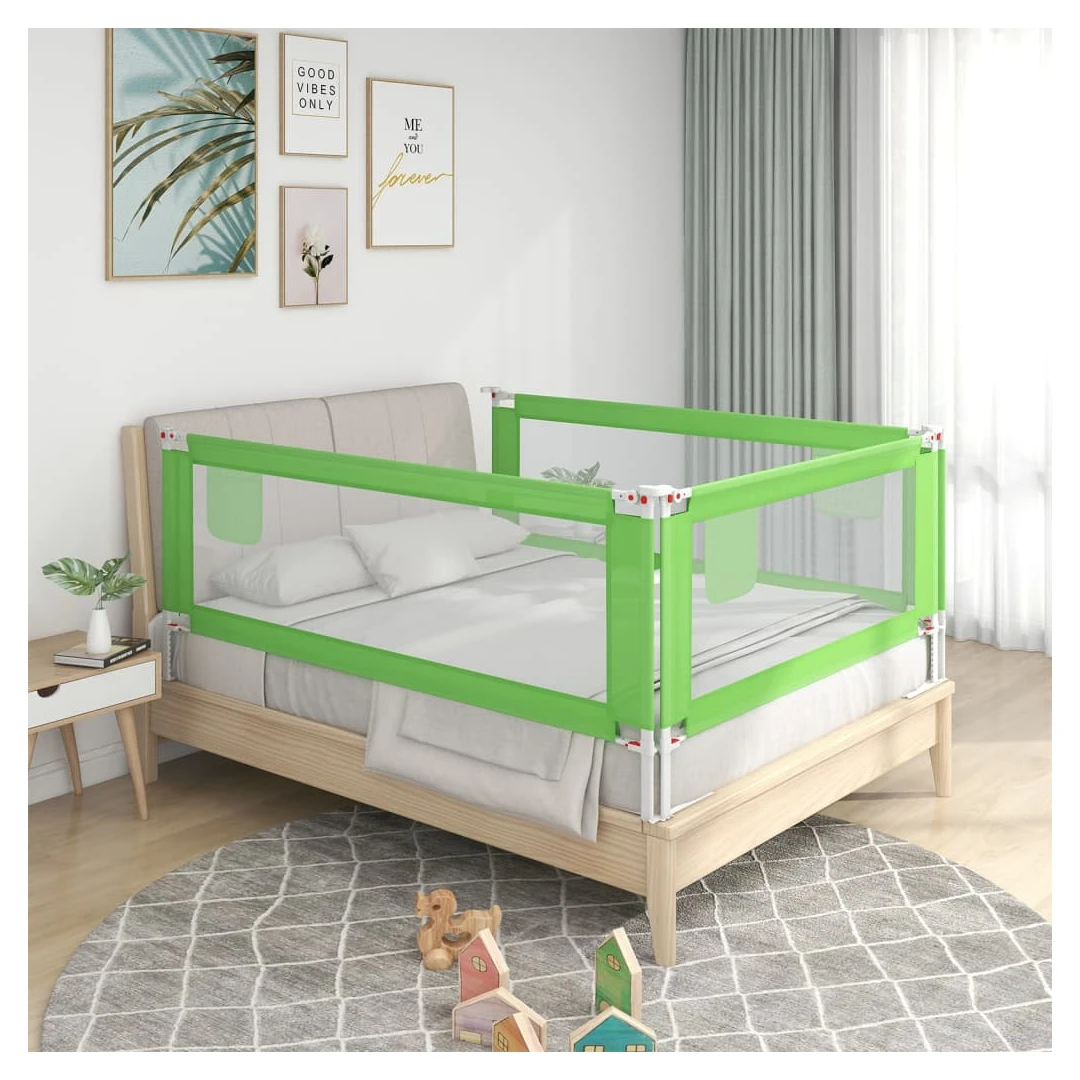 Balustradă de protecție pat copii, verde, 150x25 cm, textil - Această balustradă de pat oferă o protecție optimă împotriva căderii și asigură vise dulci pentru micuțul dvs. Fabricată din țesătură de poliester lav...
