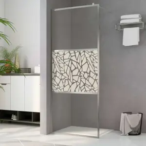 Paravan de duș walk-in, 90 x 195 cm, sticlă ESG, model piatră - Înnoiți aspectul estetic al băii dvs. cu acest paravan de duș modern cu panou până la mijloc din sticlă cu model de piatră. Oferă un stil rafinat, cu...