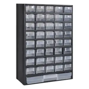 Cutie de depozitare unelte cu 41 sertare, 2 buc, plastic - Această cutie de depozitare unelte cu 41 sertare vă va oferi o modalitate excelentă de a vă organiza zona de lucru cu cele 40 de sertare mici și unul...