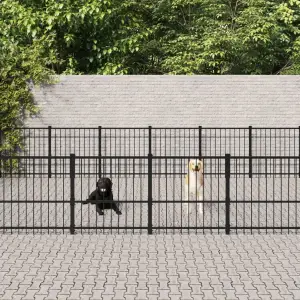 Padoc pentru câini de exterior, 28,23 m², oțel - Oferiți-i siguranță și confort cățelușului dvs. cu acest padoc pentru câini. Padoc pentru câini totul într-unul: Acest padoc versatil are multiple uti...