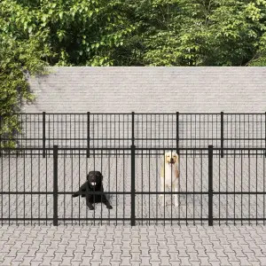 Padoc pentru câini de exterior, 33,87 m², oțel - Oferiți-i siguranță și confort cățelușului dvs. cu acest padoc pentru câini. Padoc pentru câini totul într-unul: Acest padoc versatil are multiple uti...