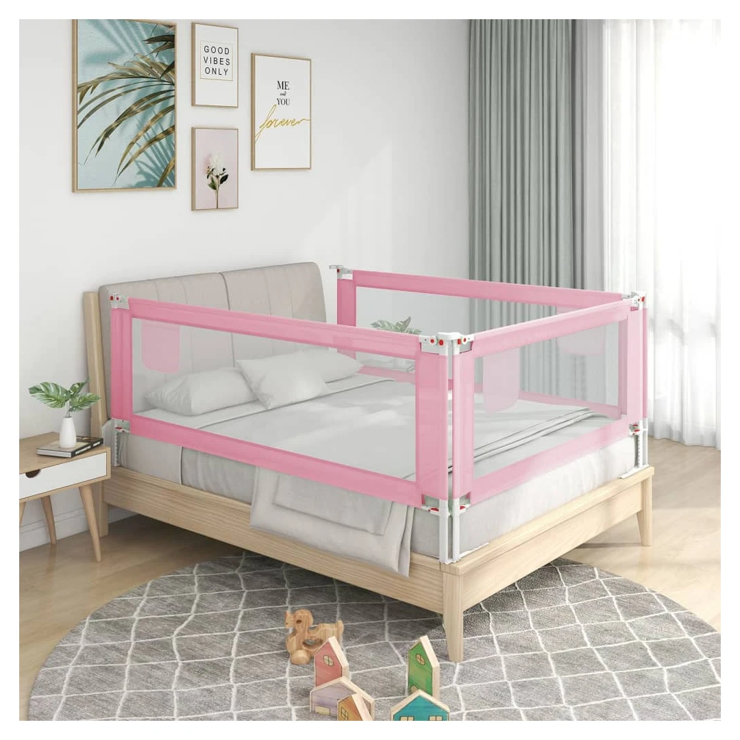Balustradă de protecție pat copii, roz, 90x25 cm, textil - Această balustradă de pat oferă o protecție optimă împotriva căderii și asigură vise dulci pentru micuțul dvs. Fabricată din țesătură de poliester lav...