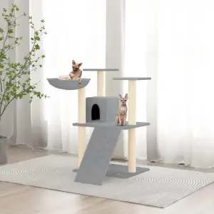 Ansamblu de pisici, stâlpi din funie sisal, gri deschis, 83 cm - Distrați-vă pisicile minunate la nesfârșit, cu acest ansamblu pentru pisici, totul într-unul! Turn pentru pisici totul într-unul: Mobilierul pentru pi...