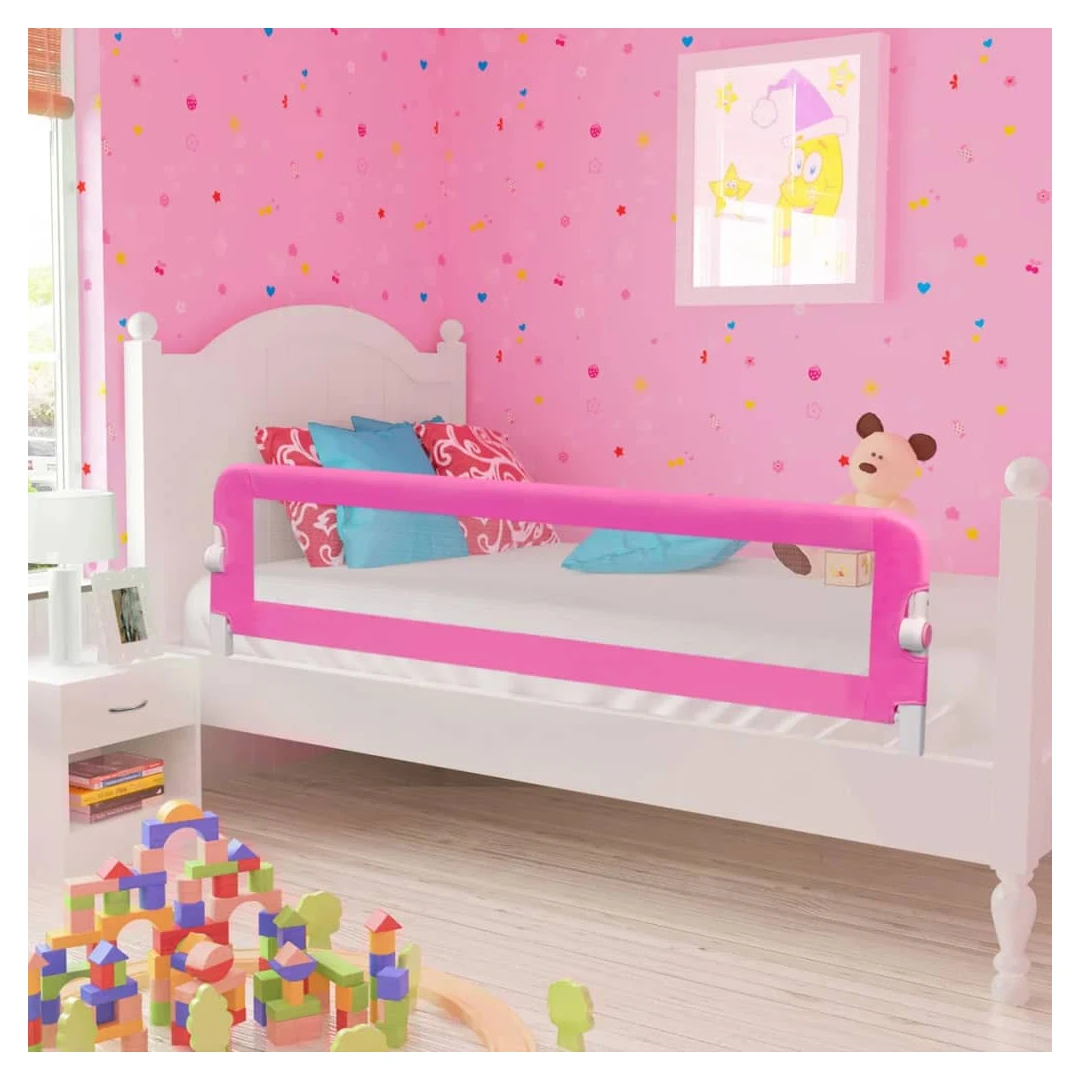 Balustradă de protecție pat copii, 2 buc., roz, 150x42 cm - Această balustradă de protecție pentru pat este ideală pentru a vă asigura că micuții dvs. nu vor cădea din pat în timpul somnului. Prevăzută cu un bu...