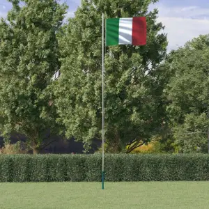 Steag Italia și stâlp din aluminiu, 6,23 m - Combinând stâlpul secțional cu steagul Italiei, acest set de steag național va deveni elementul de atracție din grădina dvs., la petreceri sau la even...