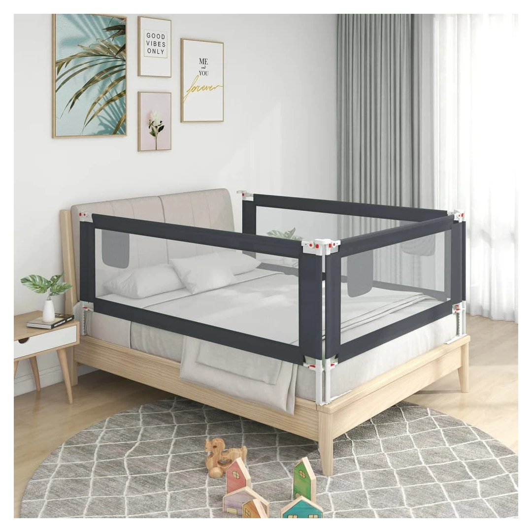 Balustradă de protecție pat copii, gri închis, 120x25 cm textil - Această balustradă de pat oferă o protecție optimă împotriva căderii și asigură vise dulci pentru micuțul dvs. Fabricată din țesătură de poliester lav...