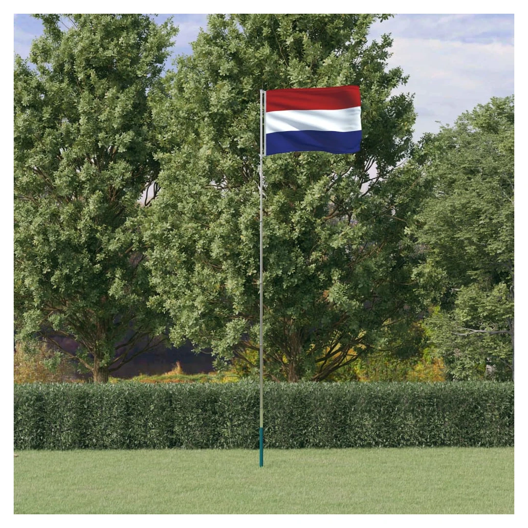 Steag Olanda și stâlp din aluminiu, 5,55 m - Combinând stâlpul telescopic cu steagul Olandei, acest set de steag național va deveni elementul de atracție din grădina dvs., la petreceri sau la eve...