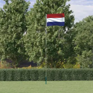 Steag Olanda și stâlp din aluminiu, 5,55 m - Combinând stâlpul telescopic cu steagul Olandei, acest set de steag național va deveni elementul de atracție din grădina dvs., la petreceri sau la eve...