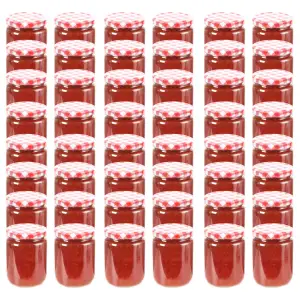 Borcane de sticlă pentru gem capac alb și roșu, 48 buc, 230 ml - Borcanele din sticlă pentru gem au o capacitate de până la 230 ml. Acestea sunt o soluție ideală pentru a păstra chutney, gemuri, murături, sosuri, co...