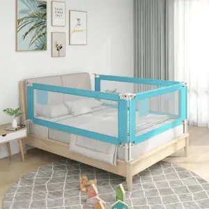 Balustradă de protecție pat copii, albastru, 140x25 cm, textil - Această balustradă de pat oferă o protecție optimă împotriva căderii și asigură vise dulci pentru micuțul dvs. Fabricată din țesătură de poliester lav...