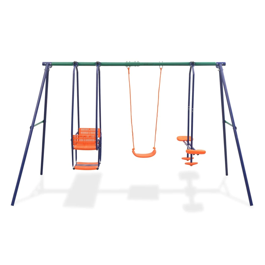 Set de leagăne cu 5 locuri, portocaliu - Joaca cu acest set de leagăne va deveni activitatea în aer liber preferată a copiilor dvs.! Se pot juca simultan până la 5 copii, aceștia bucurându-se...