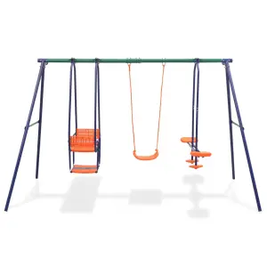Set de leagăne cu 5 locuri, portocaliu - Joaca cu acest set de leagăne va deveni activitatea în aer liber preferată a copiilor dvs.! Se pot juca simultan până la 5 copii, aceștia bucurându-se...