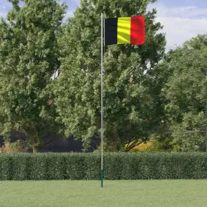 Steag Belgia și stâlp din aluminiu, 6,23 m - Combinând stâlpul secțional cu steagul Belgiei, acest set de steag național va deveni elementul de atracție din grădina dvs., la petreceri sau la even...