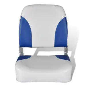 Scaun barcă pliabil tapițat, Alb-albastru - Acest scaun pentru barcă este o alegere perfectă pentru a vă bucura de o zi la pescuit din barcă. Are o formă ergonomica și un design simplu. Întrucăt...