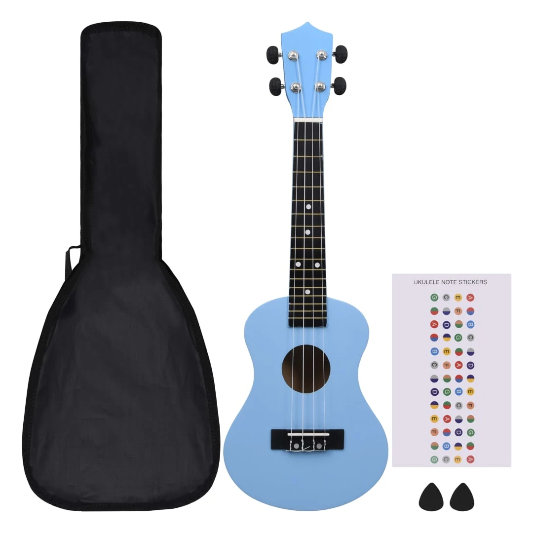 Set de ukulele soprano, pentru copii, cu husă, bleu, 23" - Acest set de ukulele este un instrument excelent de învățare pentru începători și este perfect pentru muzicienii de toate vârstele, fie că sunt tineri...