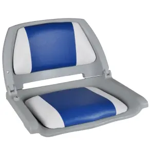 Scaune barcă pliabile, 2 buc, pernă albastru-alb, 41x51x48 cm - Acest scaun de barcă practic, realizat din plastic rezistent la intemperii, este proiectat ergonomic și estetic pentru a se potrivi contururilor corpu...