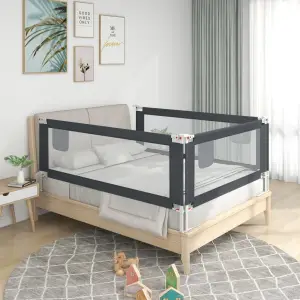 Balustradă de protecție pat copii, gri închis, 190x25 cm textil - Această balustradă de pat oferă o protecție optimă împotriva căderii și asigură vise dulci pentru micuțul dvs. Fabricată din țesătură de poliester lav...