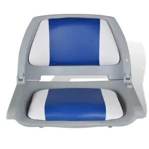 Scaun barcă cu spătar pliabil cu pernă albastru-alb 41 x 51 x 48 cm - Acest scaun de barcă practic, fabricat din plastic rezistent este proiectat ergonomic și estetic pentru a se potrivi corpului tău; o combinație ideală...