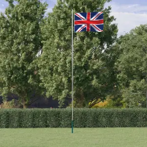 Steag Marii Britanii și stâlp din aluminiu, 6,23 m - Combinând stâlpul secțional cu steagul Marii Britanii, acest set de steag național va deveni elementul de atracție din grădina dvs., la petreceri sau...
