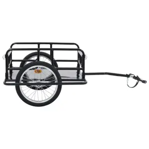 Remorcă de bicicletă, negru, 130 x 73 x 48,5 cm, oțel - Această remorcă de bicicletă pe două roți, cu o capacitate maximă de încărcare de 50 kg, este perfectă pentru a transporta mărfuri grele cum ar fi bag...