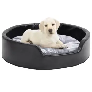 Pat pentru câini, negru/gri, 69x59x19 cm, pluș/piele ecologică - Acest pat pentru câini va câștiga cu siguranță inima animalului dvs. de companie! Prietenul dvs. cu blană va fi mândru să aibă propria sa canapea. Poa...