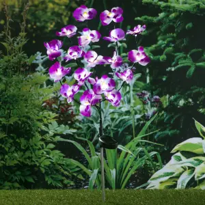 HI Lumină solară orhidee de grădină, LED, 75 cm - Această lampă solară cu LED, în formă de orhidee, de la HI, este o lampă frumoasă de exterior atât pentru decorarea, cât și pentru iluminarea aleii, g...