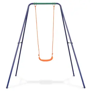 Leagăn de o persoană, portocaliu - Joaca în acest set de leagăne va deveni activitatea preferată în aer liber a copiilor dvs.! Datorită structurii sale rezistente din oțel și a scaunulu...