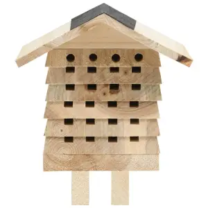 Casă de albine, 22x20x20 cm, lemn masiv de brad - Această casă de albine unică este concepută pentru a simula condițiile naturale de cuibărit îndrăgite de albinele solitare. Dimensiunile orificiilor a...