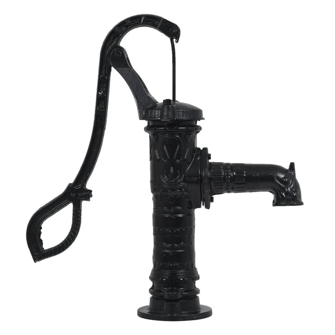 Pompă de apă manuală de grădină, fontă - Această pompă de apă este complet manuală și foarte ușor de utilizat. Cu ajutorul mânerului, care se deplasează în sus și în jos, apa este pompată din...