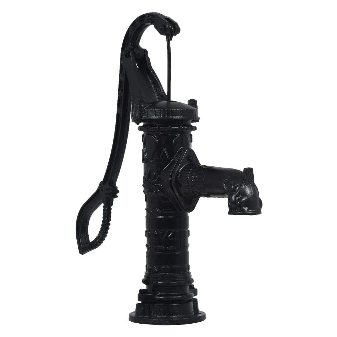 Pompă de apă pentru grădină cu suport din fontă - Pompa de apă este integral manevrată manual și este foarte ușor de utilizat. Prin deplasarea mânerului în sus și în jos, apa va fi pompată de la sol ș...
