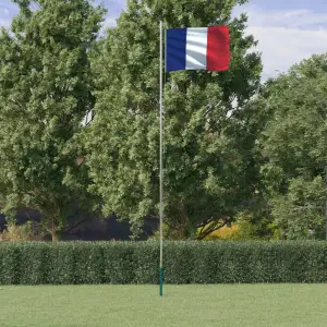 Steag Franța și stâlp din aluminiu, 6,23 m - Combinând stâlpul secțional cu steagul Franței, acest set de steag național va deveni elementul de atracție din grădina dvs., la petreceri sau la even...