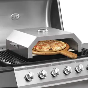 Cuptor de pizza cu piatră ceramică pentru grătar gaz, cărbuni - Acest cuptor de pizza este indispensabil pentru iubitorii de pizza proaspătă! Reinventați-vă petrecerile în aer liber servind pizze gustoase.  Acest c...