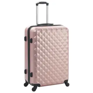 Set valiză carcasă rigidă, 3 buc., roz auriu, ABS - Indiferent dacă plecați într-o călătorie de afaceri sau în vacanță, acest set de valize cu carcasă rigidă, cu aspect atrăgător, vă asigură spațiu sufi...