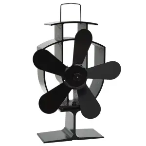 Ventilator de sobă cu alimentare termică, 5 palete, negru - Acest ventilator de sobă este modul silențios de a încălzi o cameră. Ajută la circularea căldurii de la un cuptor de sobă independent sau arzător de b...