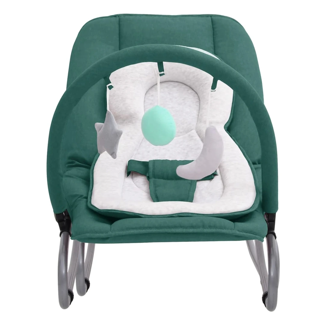 Balansoar pentru bebeluși, verde, oțel - Acest balansoar confortabil pentru copii vă menține copilul distrat și liniștit atunci când sunteți ocupat cu treburile casnice. Spătarul și suportul...