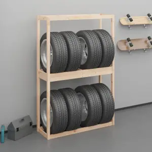 Suport de anvelope, 120x40x180 cm, lemn masiv de pin - Acest raft pentru anvelope, din lemn, este o alegere excelentă pentru depozitarea în garaj, oferind mult spațiu pentru a vă menține anvelopele ordonat...