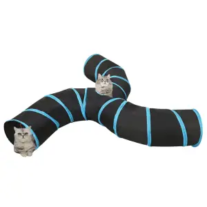 Tunel pentru pisici 3 căi, negru și albastru, 25 cm, poliester - Acest tunel pentru pisici cu 3 căi oferă pisicilor dvs. un câmp misterios în care pot face sport și se pot distra. În plus, fiind fabricat din poliest...