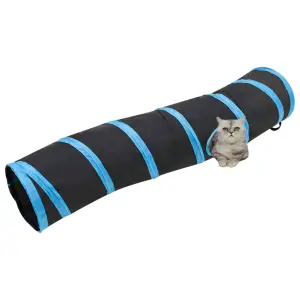 Tunel pentru pisici în formă S, negru/albastru 122 cm poliester - Acest tunel pentru pisici oferă pisicilor dvs. un câmp misterios în care pot face sport și se pot distra. În plus, fiind fabricat din poliester durabi...