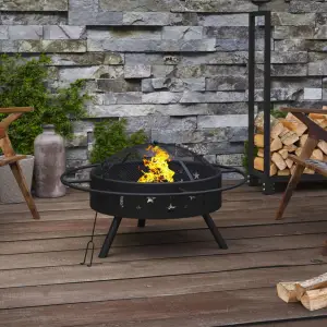 Vatră de foc cu vătrai, 70 cm, oțel, XXL - Această vatră de foc este ideală pentru a crea o căldură suplimentară și o atmosferă intimă în grădina dvs. sau în curtea interioară. Material reziste...