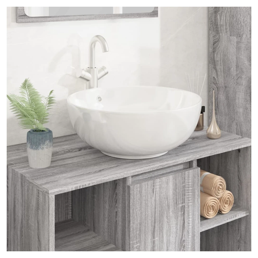 Chiuvetă de baie, alb, 44x17 cm, ceramică, rotundă - Această chiuvetă, realizată din ceramică, aduce un plus elegant și atrăgător oricărei băi, toalete sau spălătorii. Material rezistent: Chiuveta de bai...