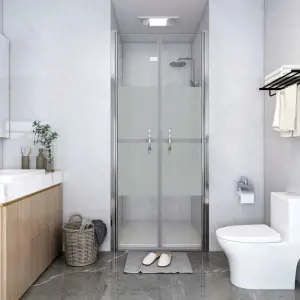 Ușă cabină de duș, jumătate mat, 81 x 190 cm, ESG - Această ușă pentru cabina de duș combină stilul și funcționalitatea, oferind o cale de acces largă și practică în duș. Cadrul din aluminiu și panouril...