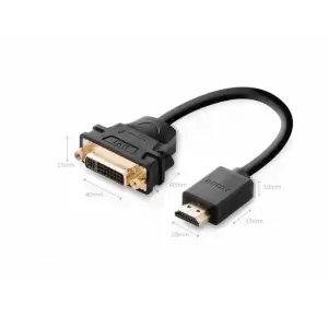 CABLU video Ugreen, HDMI (T) la DVI (M), rezolutie maxima FHD (1920 x 1080), conectori auriti, 0.2m, negru 20136 - 