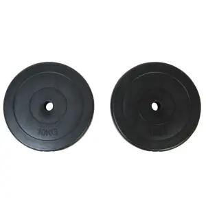 Discuri greutate ganteră 2x10 kg - Discurile de greutate dispun de un înveliș robust, din plastic, care protejează podeaua în caz de cădere.Greutatea fiecărui disc: 10 kg