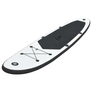Set de placă SUP gonflabilă, negru și alb - Această placă SUP este ideală pentru începători, paddling pentru amatori și surf pe valuri mici, oferind confort și stabilitate. Prevăzută cu supape c...